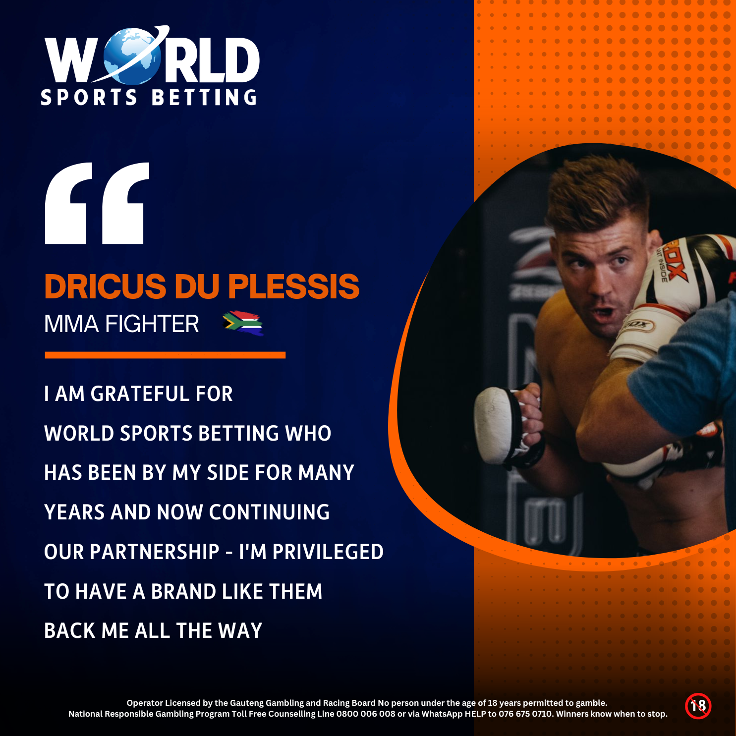 Dricus – Quote World Sports Betting ambassador Dricus du Plessis