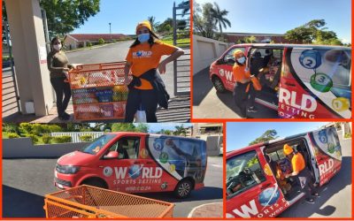 Team World Sports Betting delivers some supplies to the Aryan Benevolent home on Chatsworth